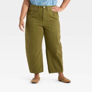 Women's High-Rise Utility Barrel Jeans - Universal Olive Green